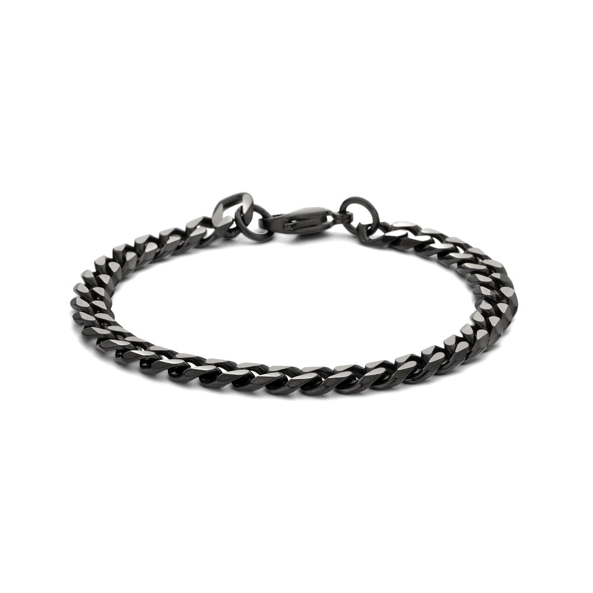 Gourmette-Armband aus Edelstahl mit schwarzer Ion-Plattierung und 7,0 mm Gliederbreite