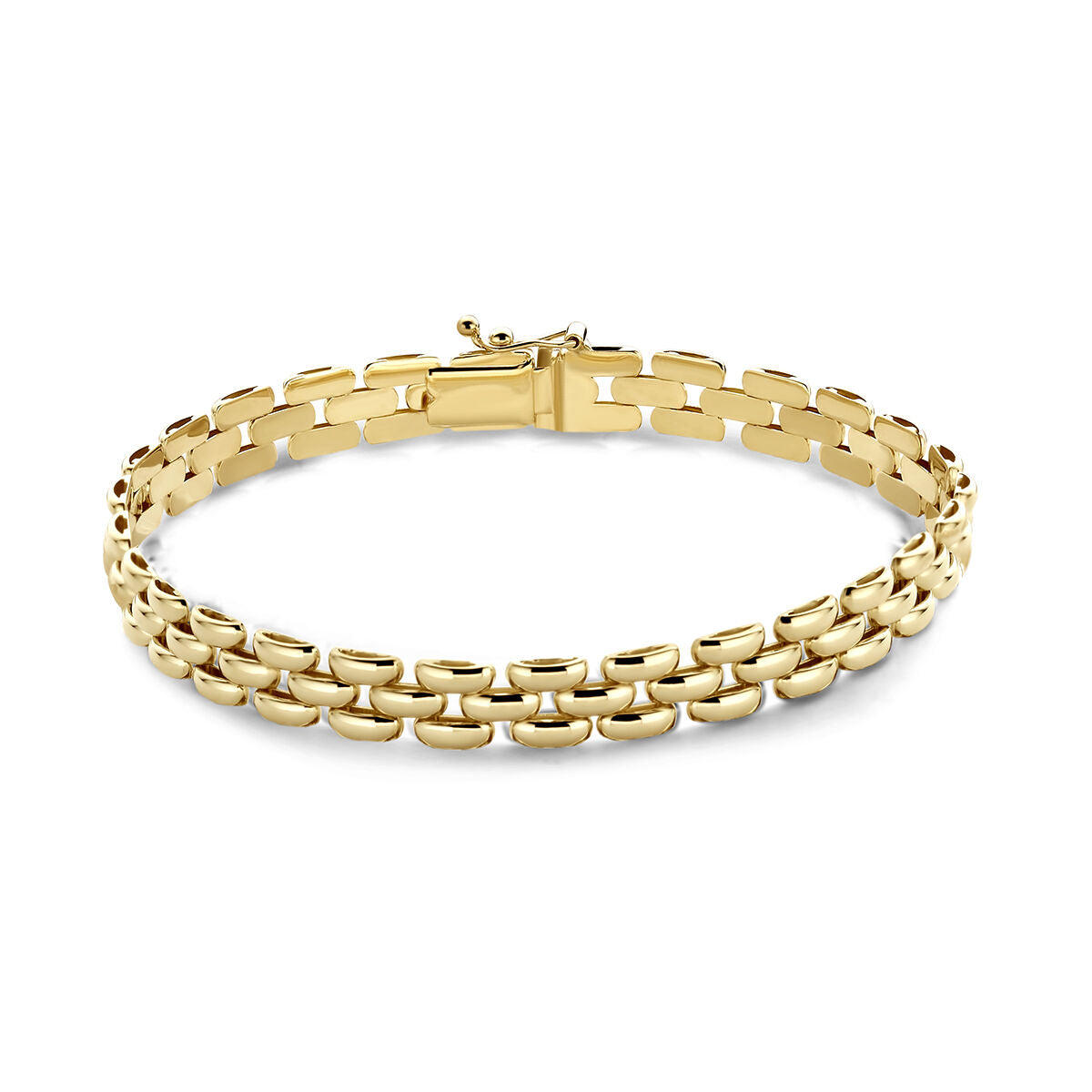Goldenes Damenarmband aus 14K mit pantherartigem Design und glänzender Oberfläche