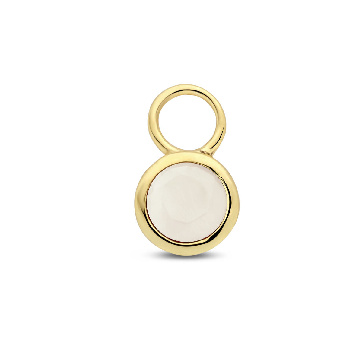 Anhänger aus 14K Gelbgold mit runder Mondstein-Optik und glänzender Oberfläche