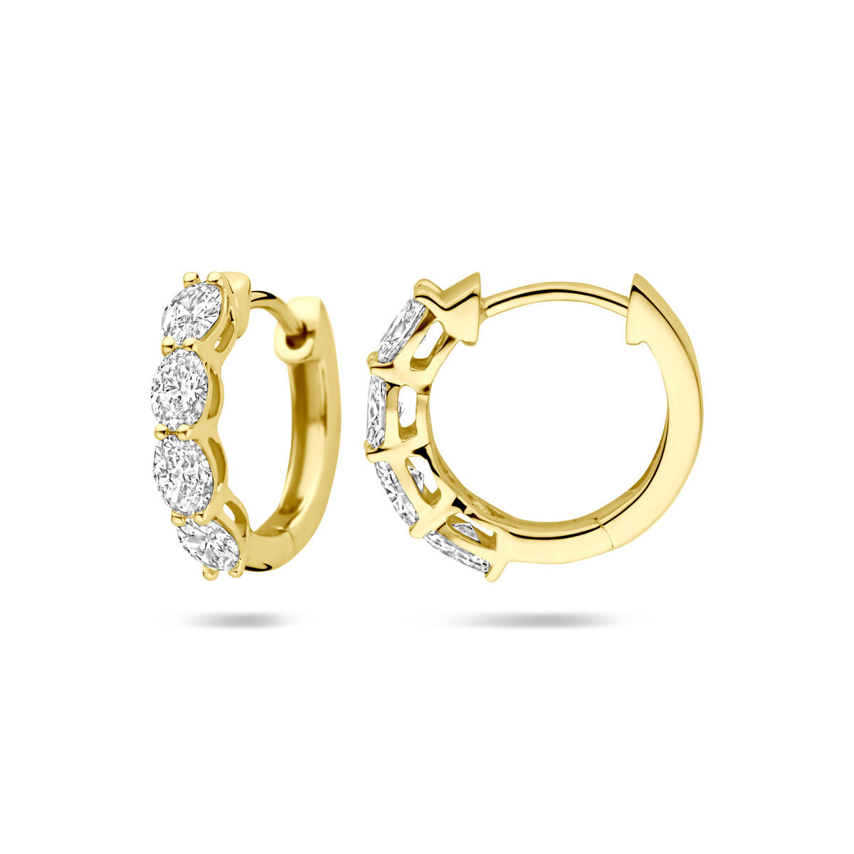 Klappcreolen Labor-Diamant 0,80 ct (2x 0,40 ct) H SI 14,5 mm 14K Gelbgold