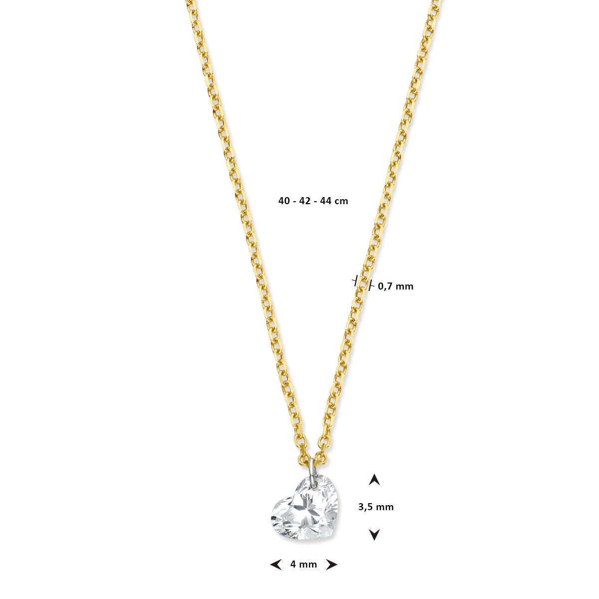 Halskette Herz Diamant 40 – 42 – 44 cm 0,20 ct g SI 18 K Gelbgold