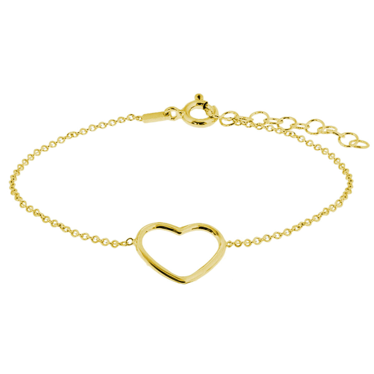 Armband aus vergoldetem Silber mit Herzanhänger und Verlängerungskette von 16 bis 19 cm