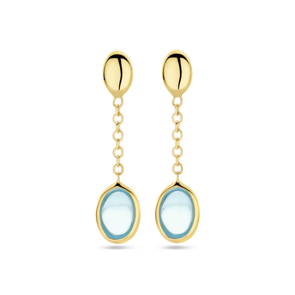 Ohrhänger blau Topas 26 mm 14K Gelbgold