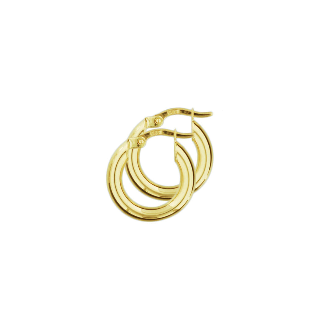 Runde Ohrhänger aus 14K Gelbgold mit einem Durchmesser von 3,0 mm