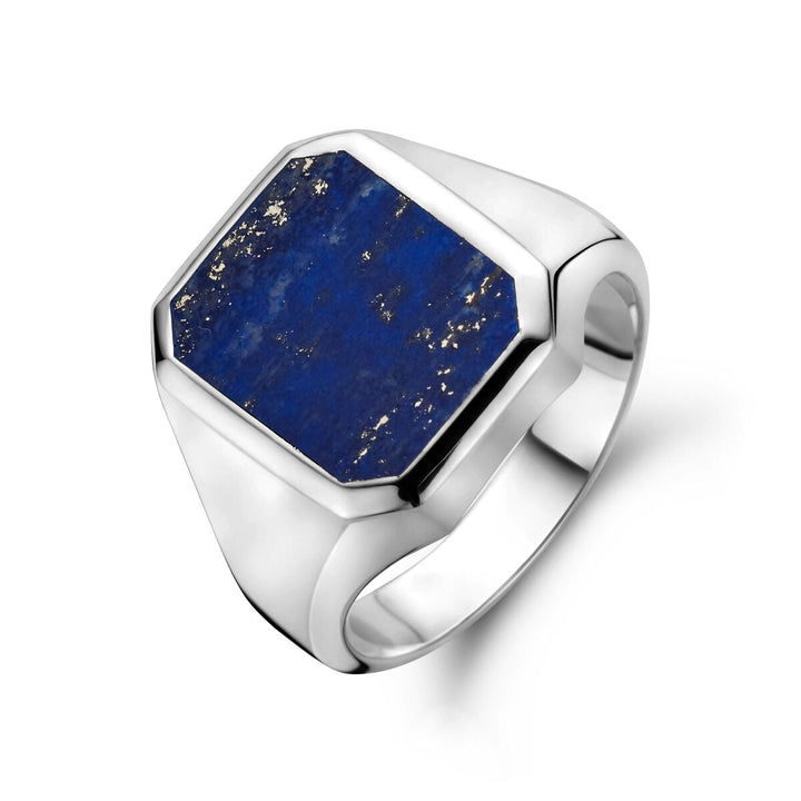 Siegelring massiv Lapis 13 x 11mm Silber rhodiniert