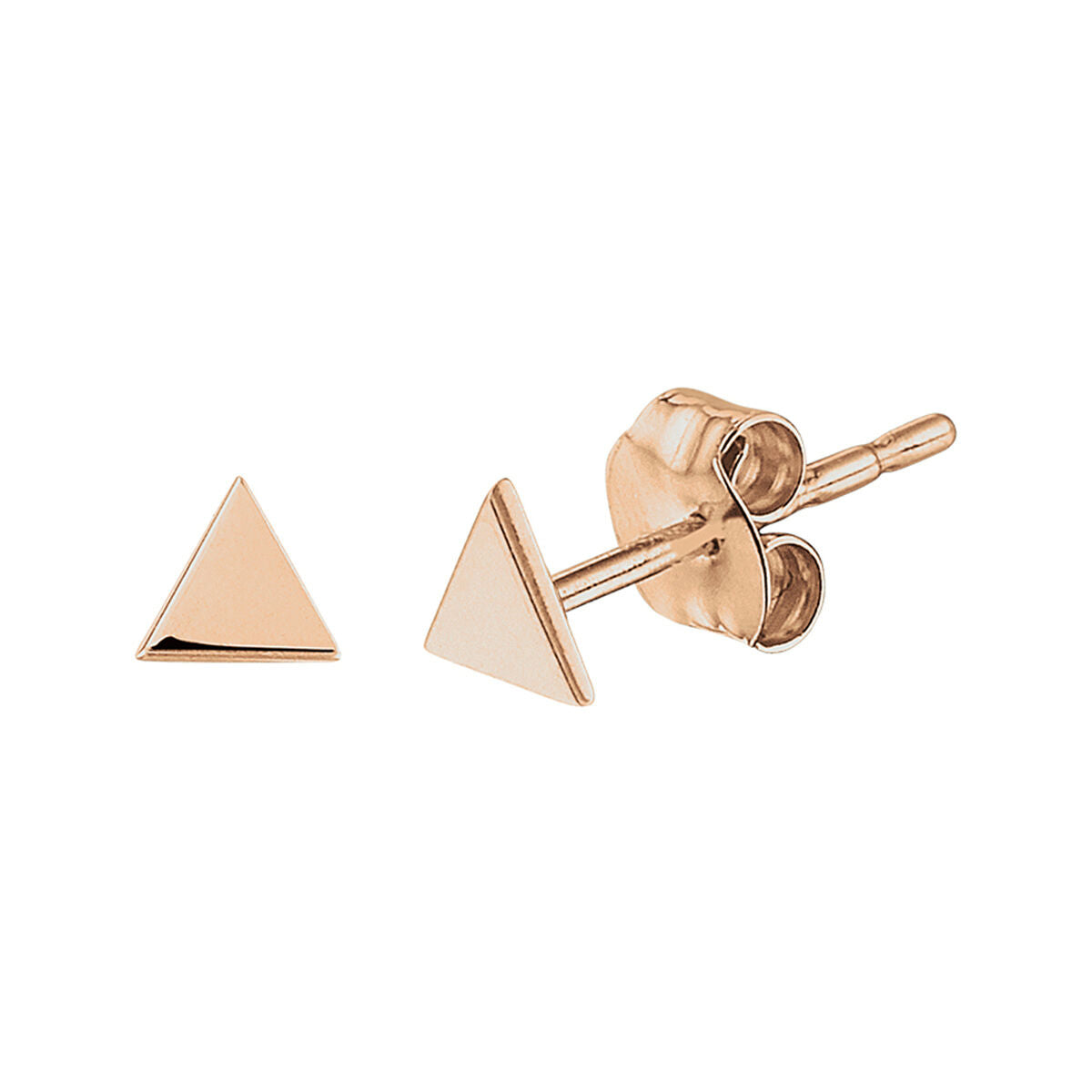 Ohrstecker in dreieckiger Form aus 14K Roségold mit glänzender Oberfläche