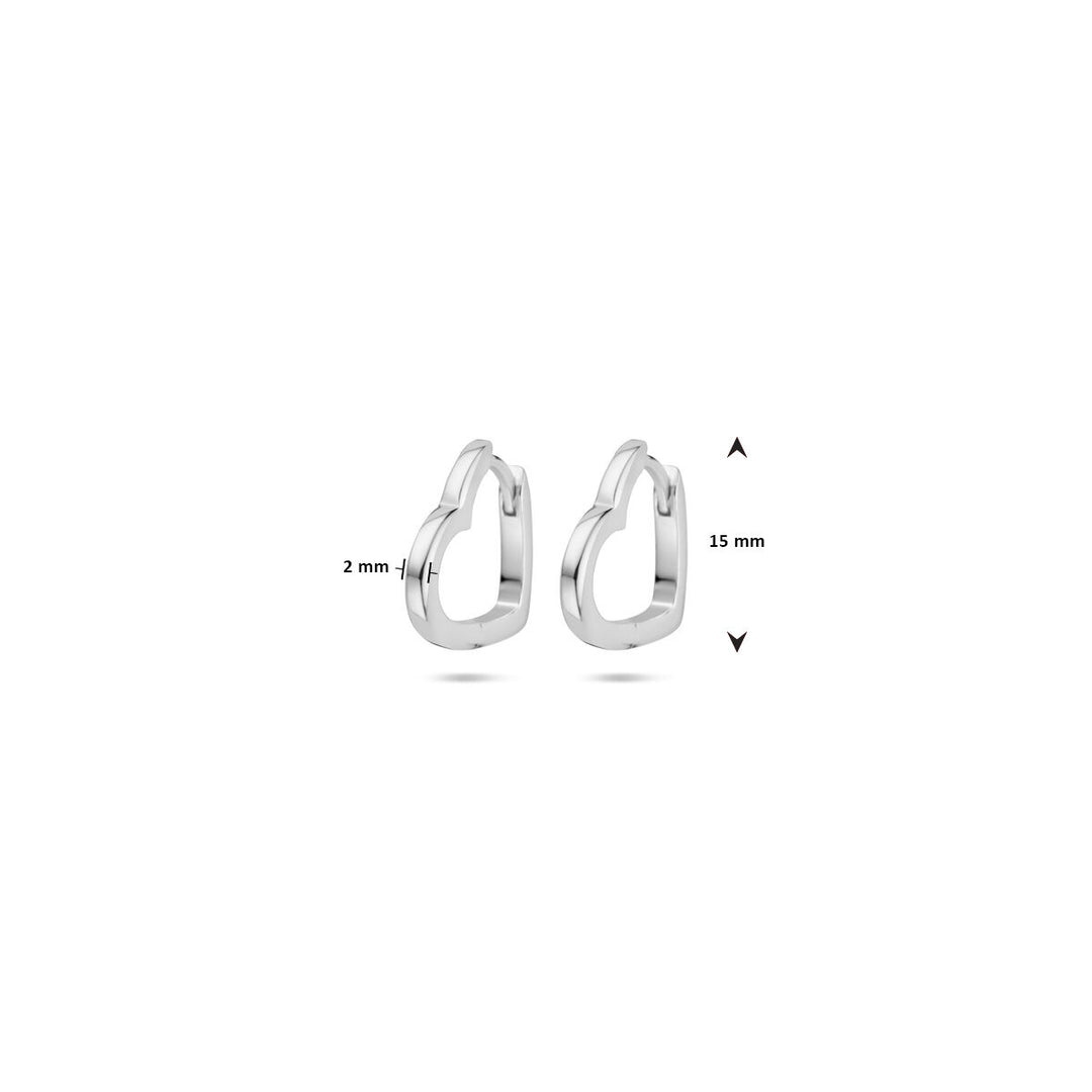 klapoorringen hartjes 2 mm zilver gerhodineerd