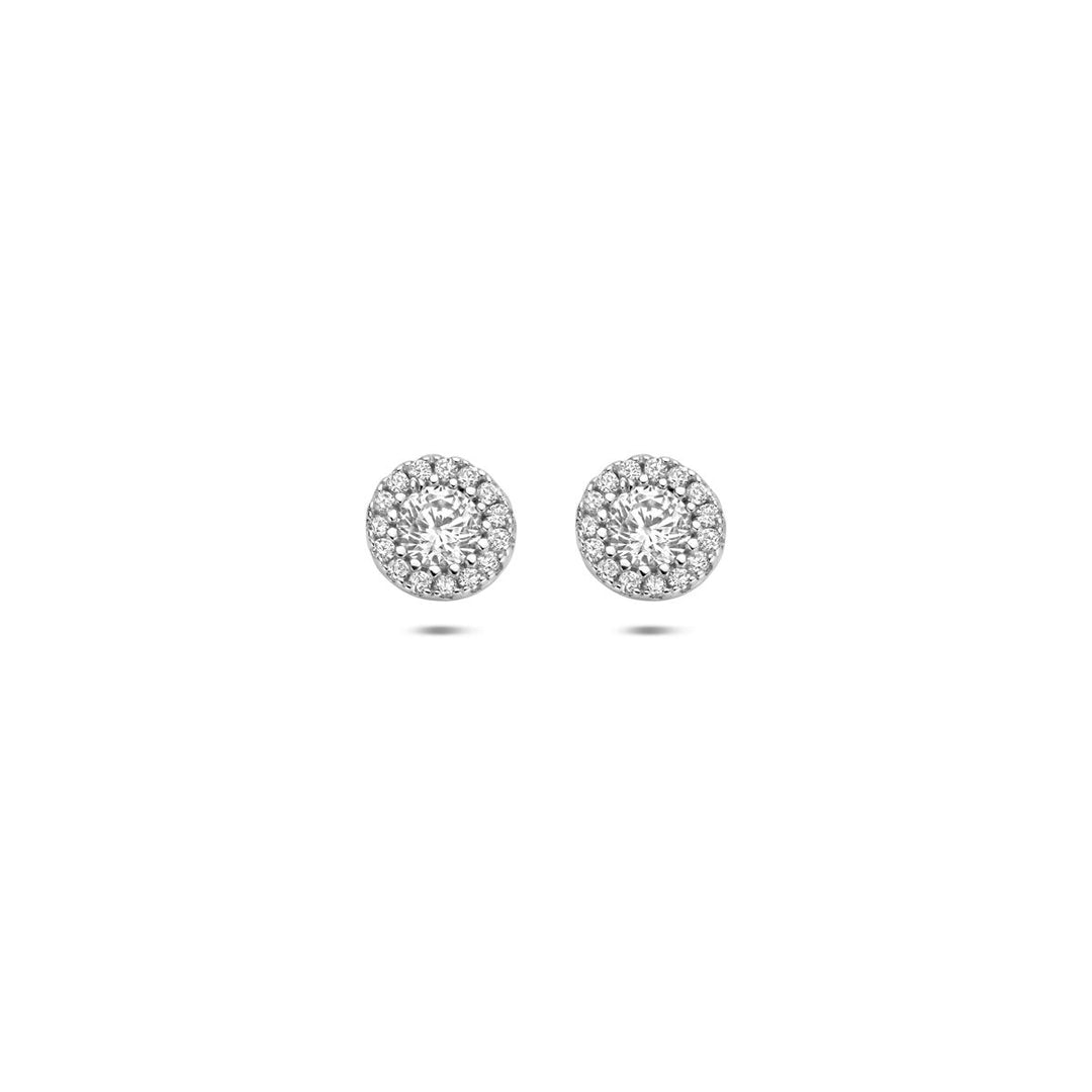 Zilveren oorknopjes met zirkonia – entourage stijl 6 mm