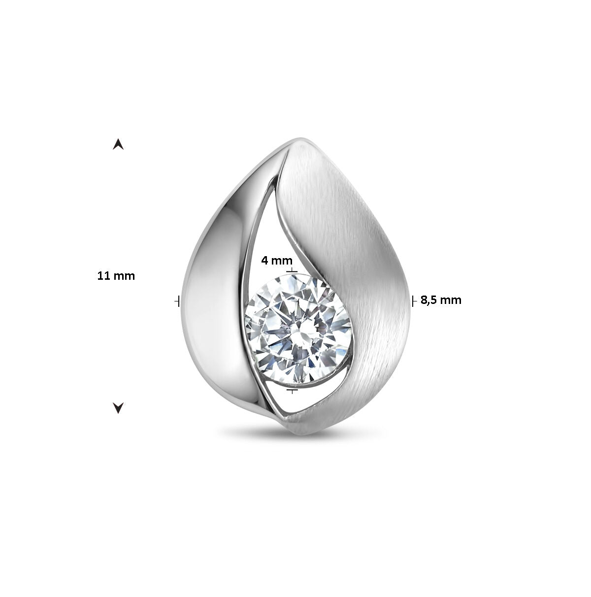 Anhänger Tropfen Zirkonia Poly/Silber matt rhodiniert