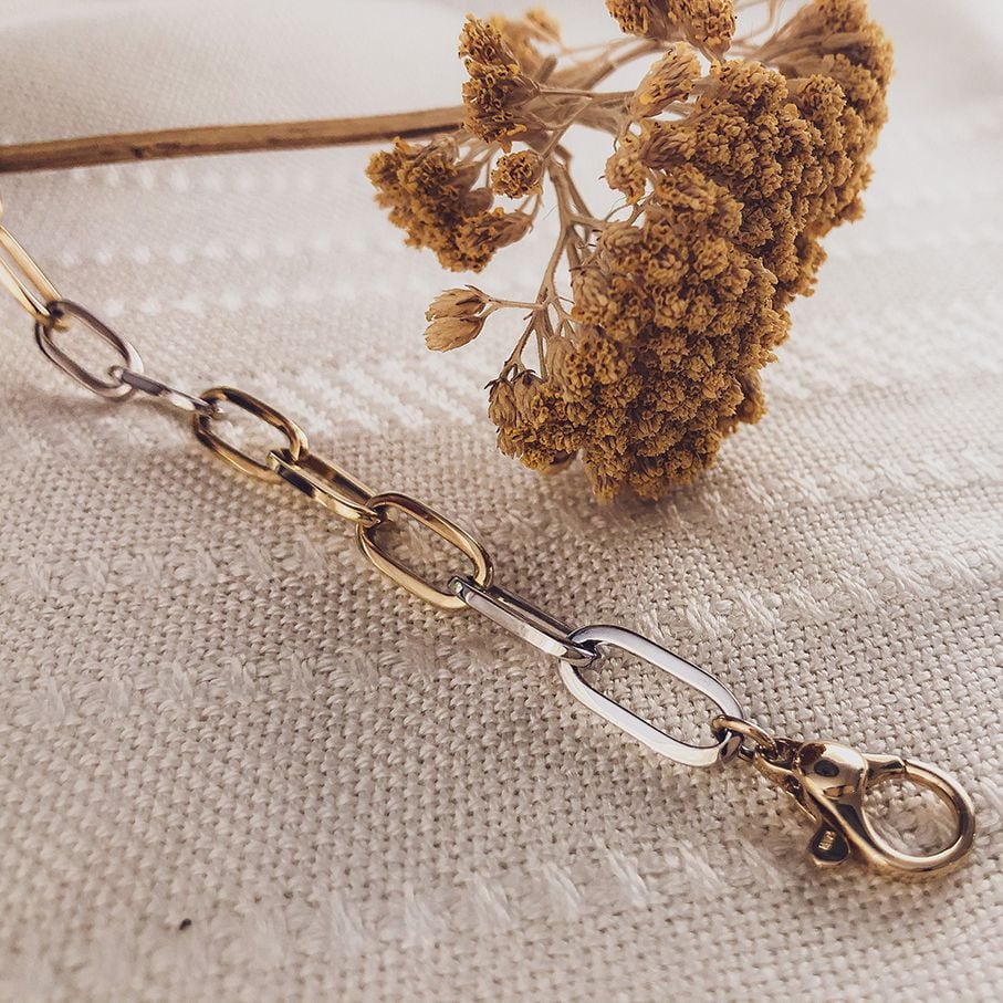 14 Karat Gelb-/Weißgoldarmband für Damen – 20 cm – Luxuriös und Zeitlos