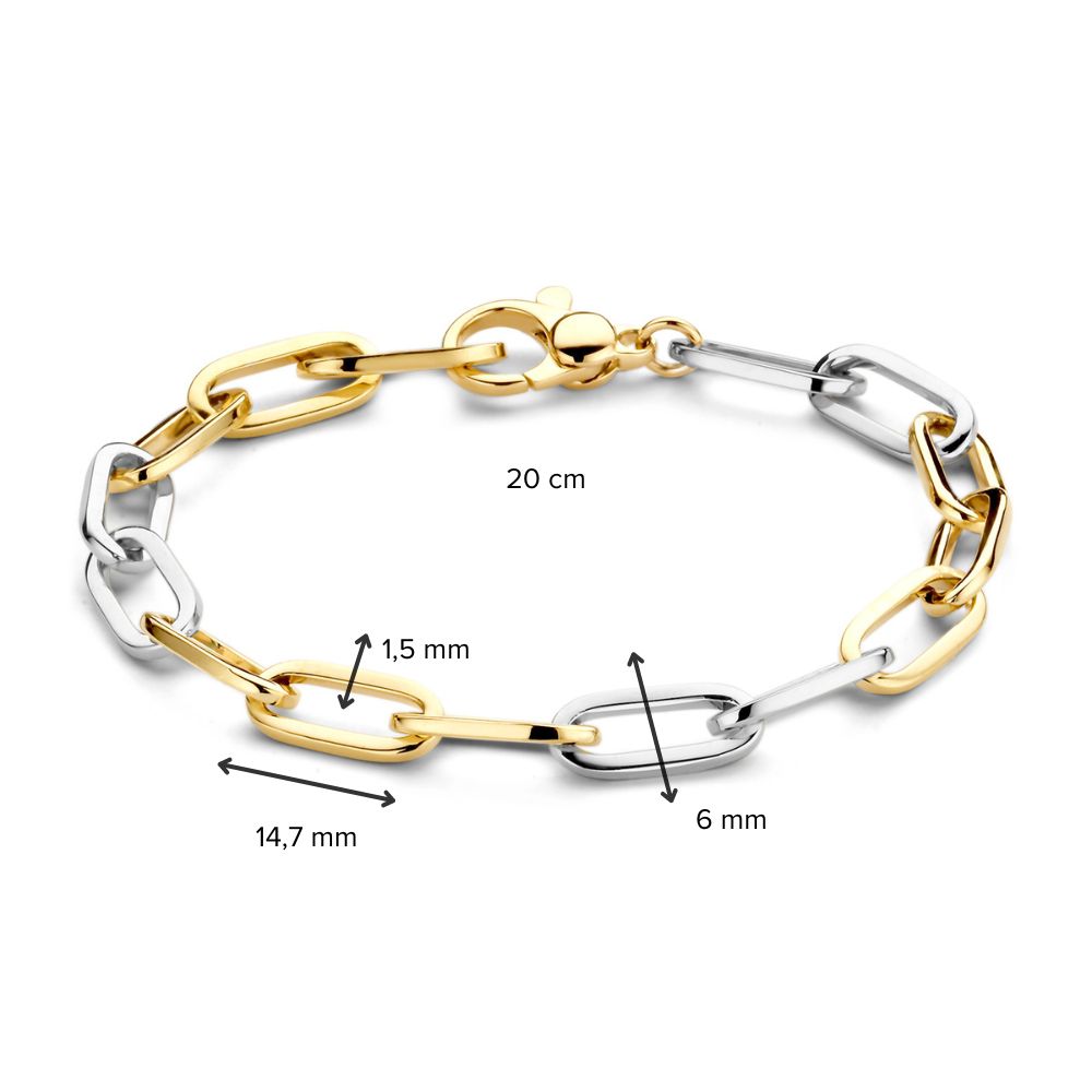 14 Karat Gelb-/Weißgoldarmband für Damen – 20 cm – Luxuriös und Zeitlos