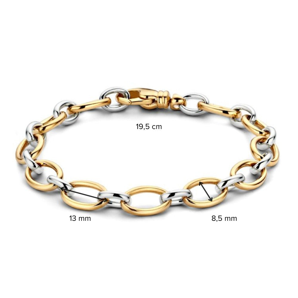 Elegantes 14-Karat-Damenarmband aus Gelb- und Weißgold, 19,5 cm