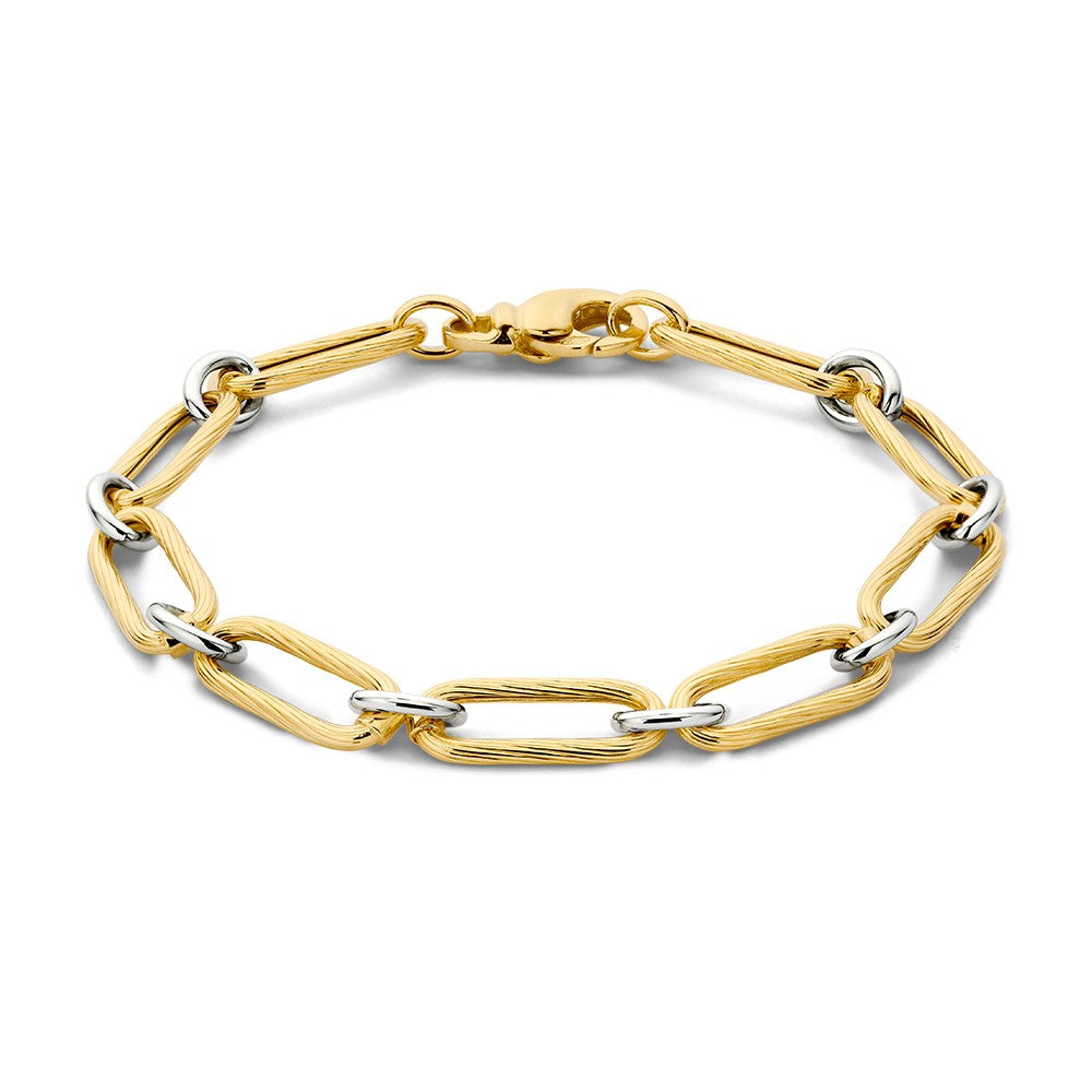 Bicolor Armband aus gold- und silberfarbenem Metall mit ovalen Gliedern