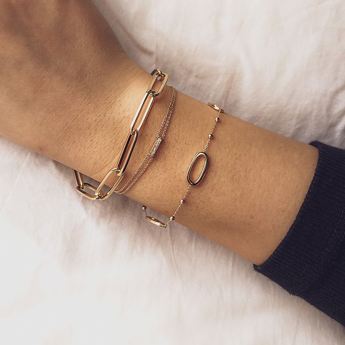 Geelgouden Armband met Fonkelende Diamanten – 14 Karaat Goud, 0.06 Karaat Diamant, Elegante Armband voor Dames