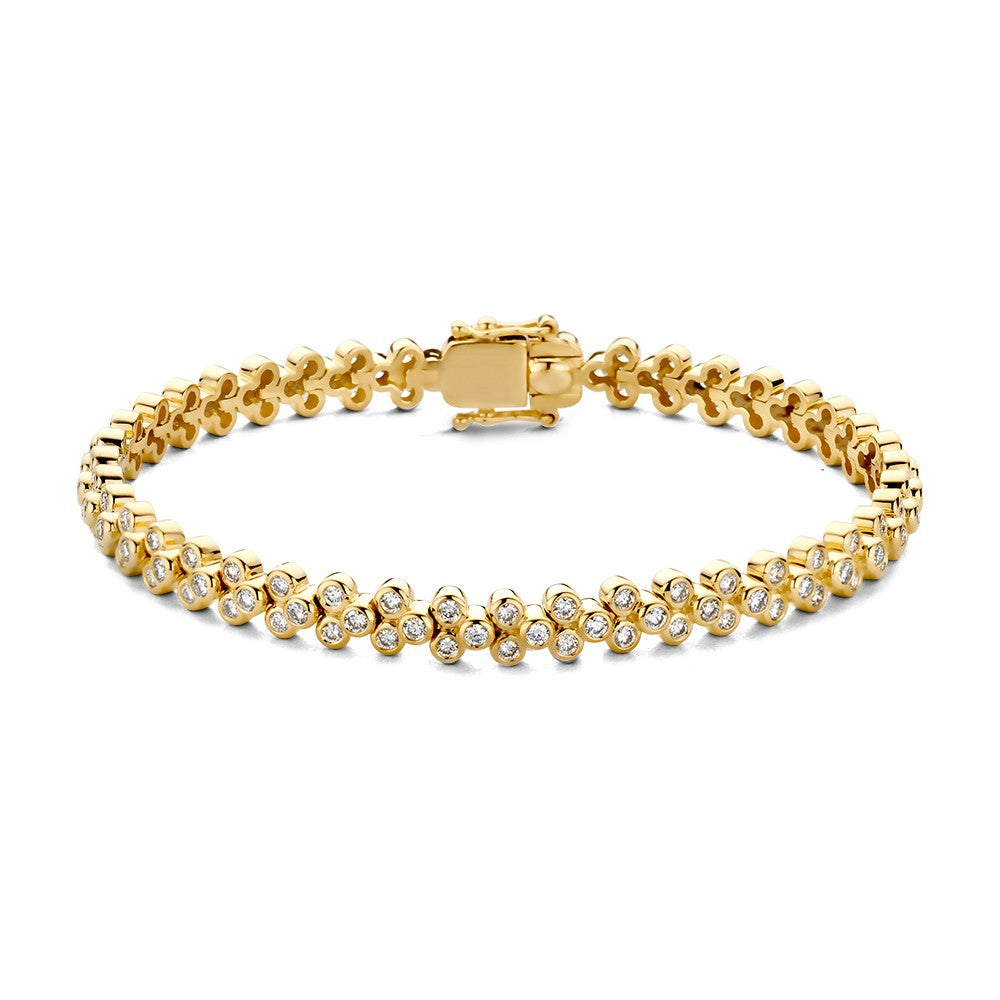 Armband aus 14-karätigem Gold mit 2,45 Karat Diamanten, funkelndes Design und sicherer Verschluss