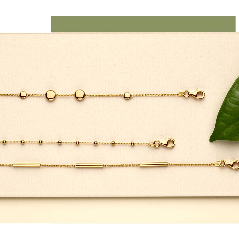 Goldarmband mit Kügelchen – 14 Karat Gelbgold, stilvolles Armband für Damen, 19 cm