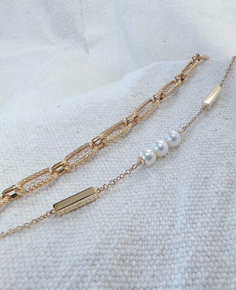 Gelbgoldene Gliederarmband mit bearbeiteten Gliedern, 14 Karat, 4,0 g, 19 cm