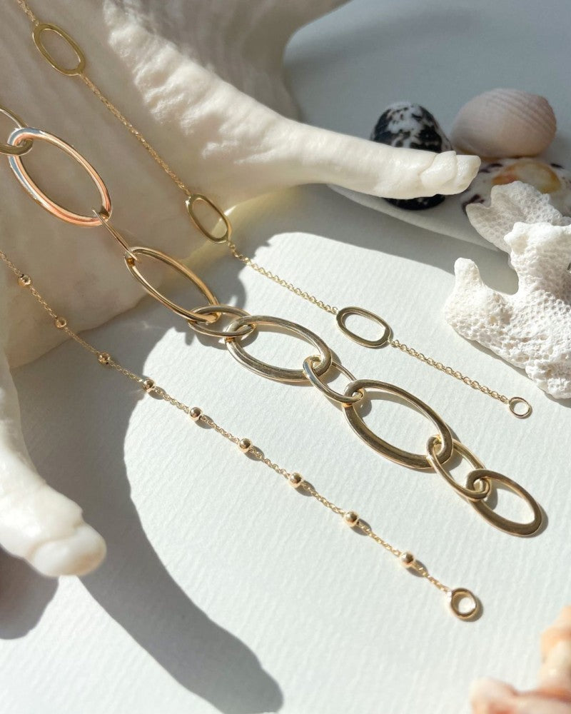 Goldarmband mit Kügelchen – 14 Karat Gelbgold, stilvolles Armband für Damen, 19 cm