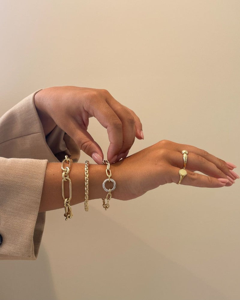 Luxuriöses Goldgliederarmband mit klobigen Gliedern, 14 Karat, 16,2 g, 20 cm