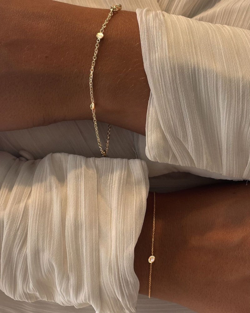 Edles Gelbgold-Armband mit luxuriösen Elementen, 14 Karat, 2,5 g, 19 cm