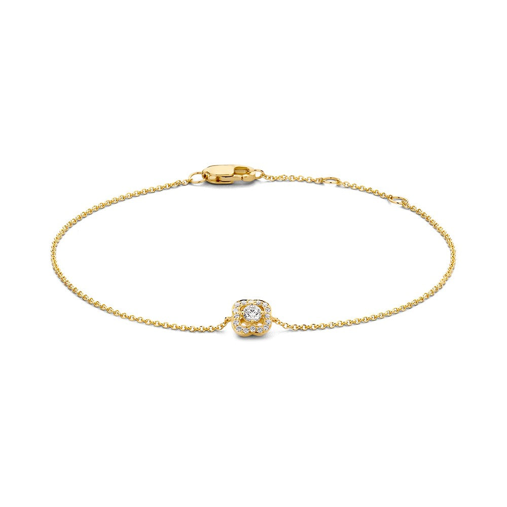 Gelbgoldene Armband mit einem Diamanten, 14 Karat, 0,14 ct, 18 cm lang, feines Kettendesign