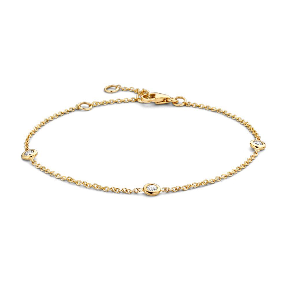 Armband aus 14-karätigem Gelbgold mit drei Brillanten von 0,15 Karat in H/SI-1 Qualität