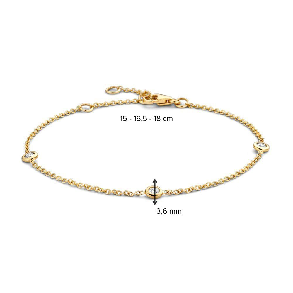 Gelbgold Damenarmband mit 0.15 Karat Brillant Diamanten – 14 Karat Gold, H/SI-1 Qualität – Kostenloser Versand