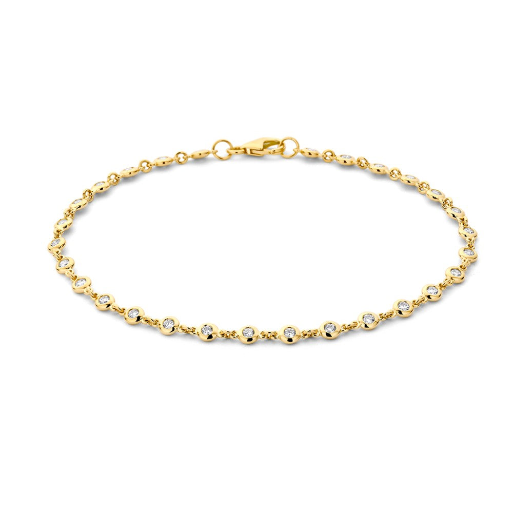 Armband aus Gelbgold mit Brillanten, insgesamt 0,61 ct, feine Gliederkette.