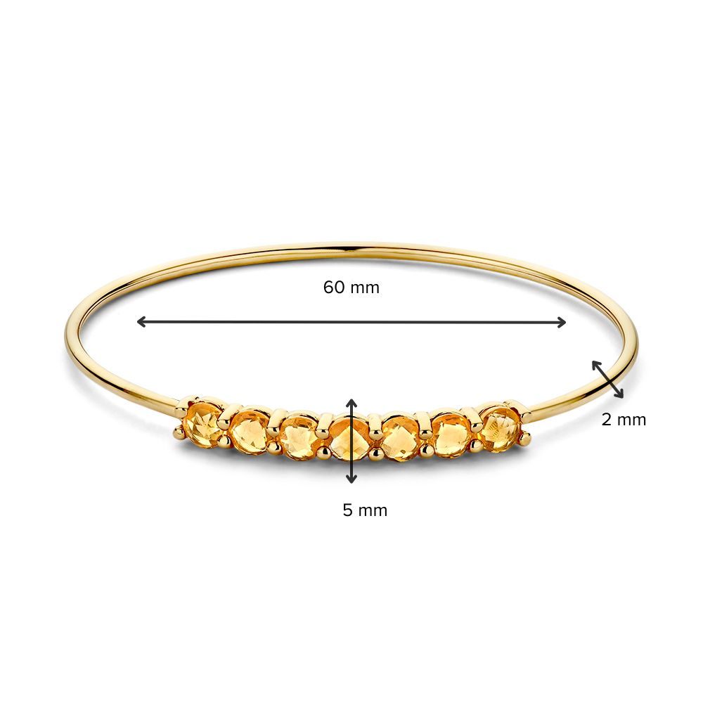 Gelbgold Bangle mit Citrin 14 Karat, 60x50 mm, warmer Glanz