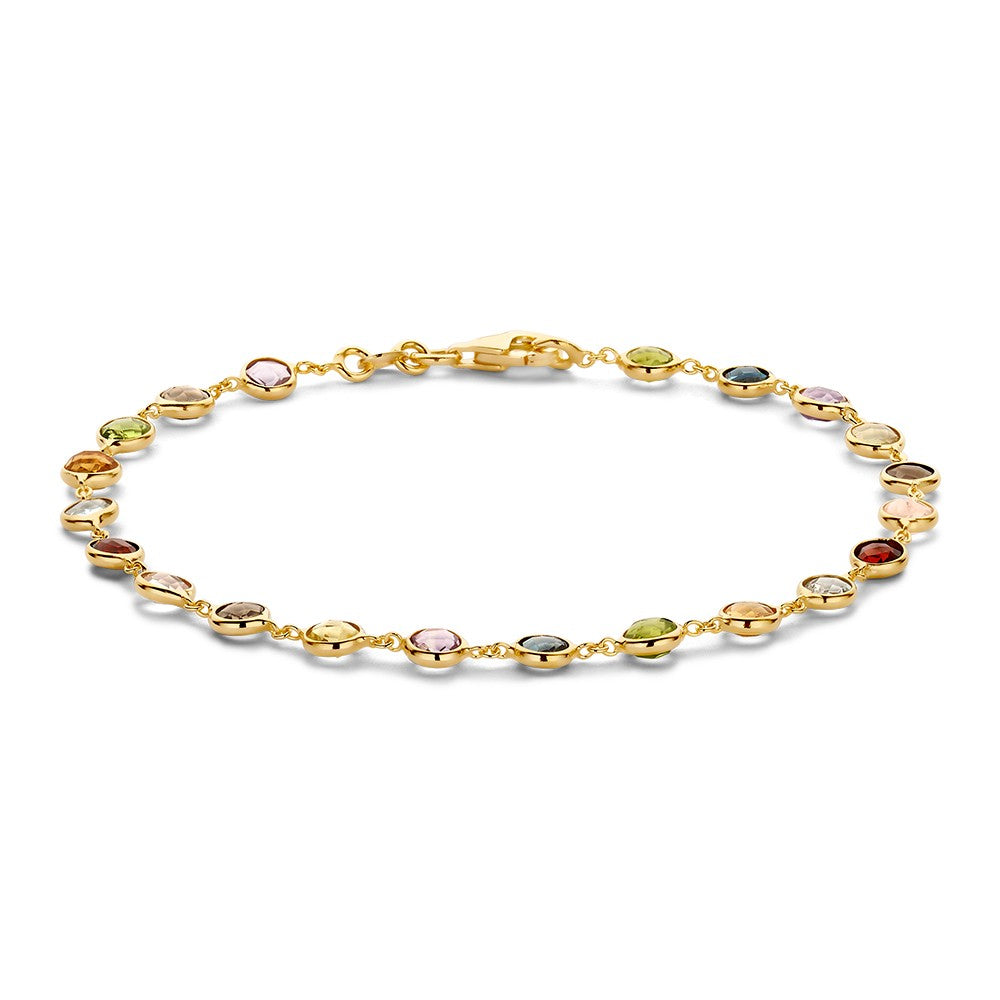 Armband aus Gelbgold mit bunten Edelsteinen in verschiedenen Formen