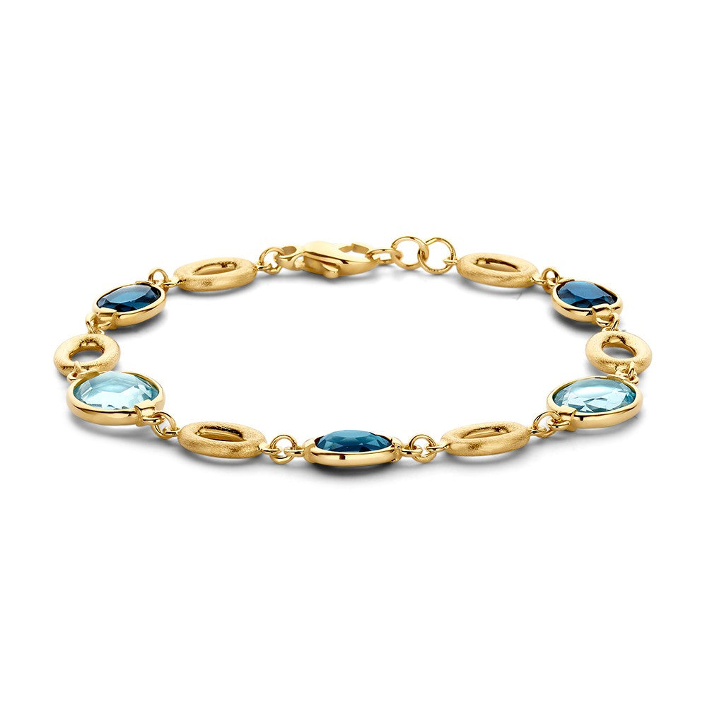 Armband aus Gelbgold mit blauen und aquamarinfarbenen Edelsteinen