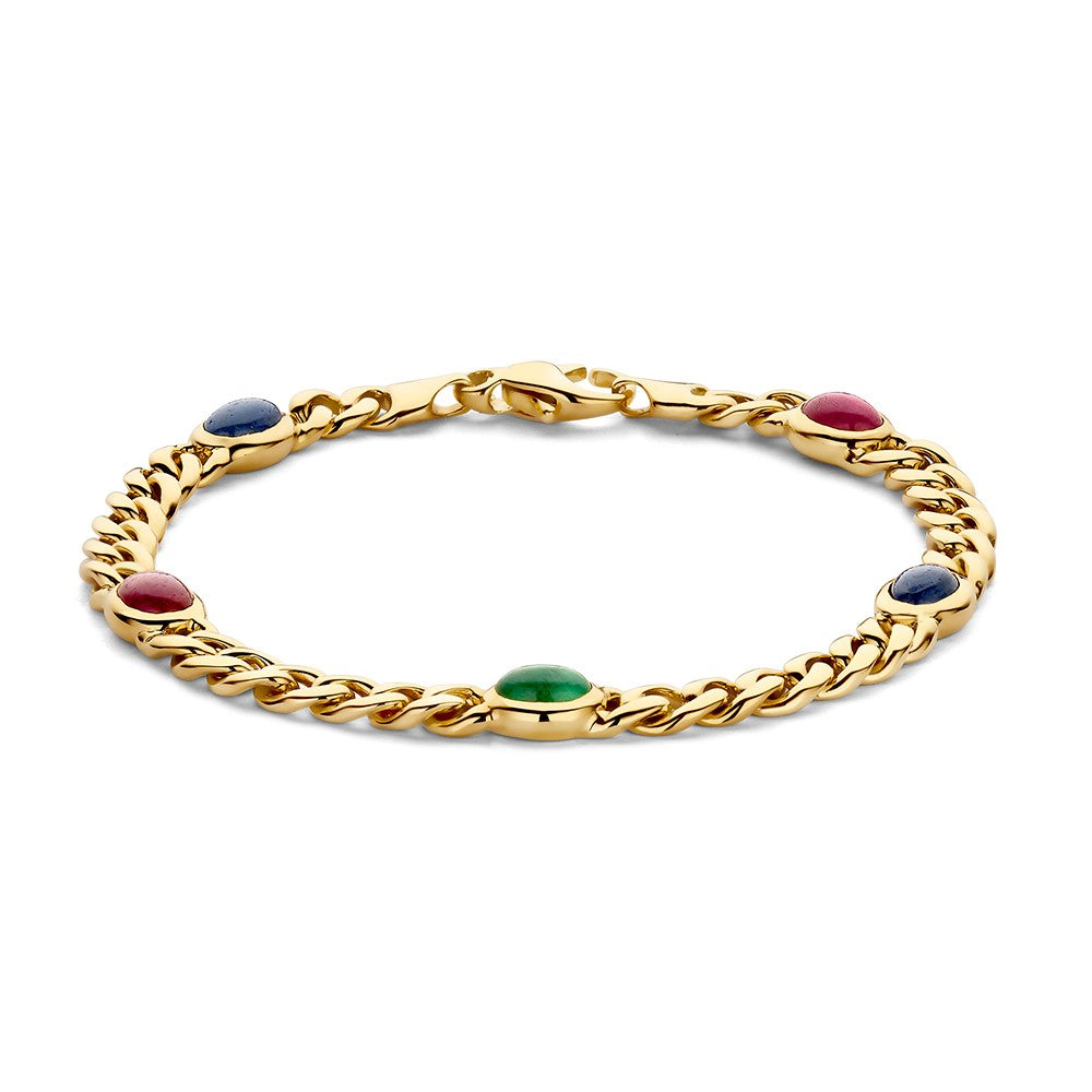 Armband aus Gelbgold mit bunten Edelsteinen in ovaler Form