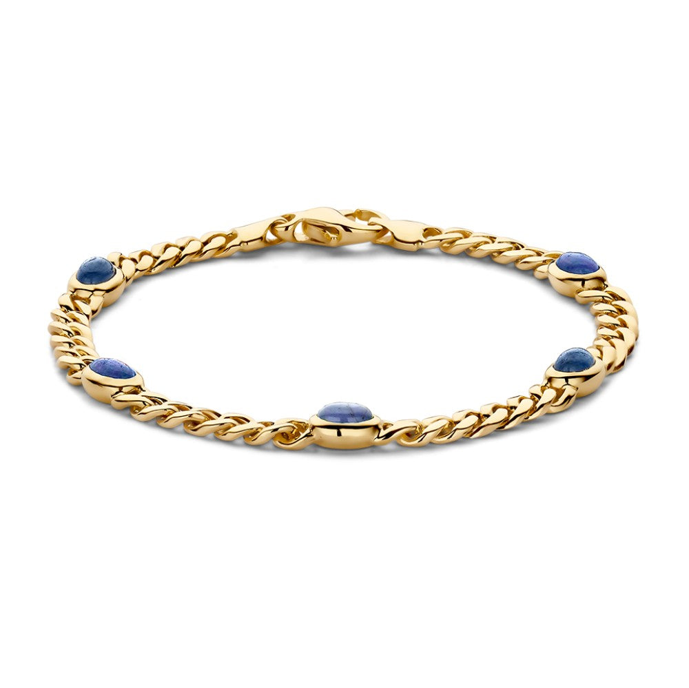 Armband aus Gelbgold mit blauen Saphiren und geflochtenem Design