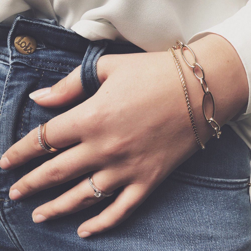 Gelbgold Gliederarmband mit luxuriösem Verschluss – 14 Karat Gold, 20 cm, elegantes Armband für Damen