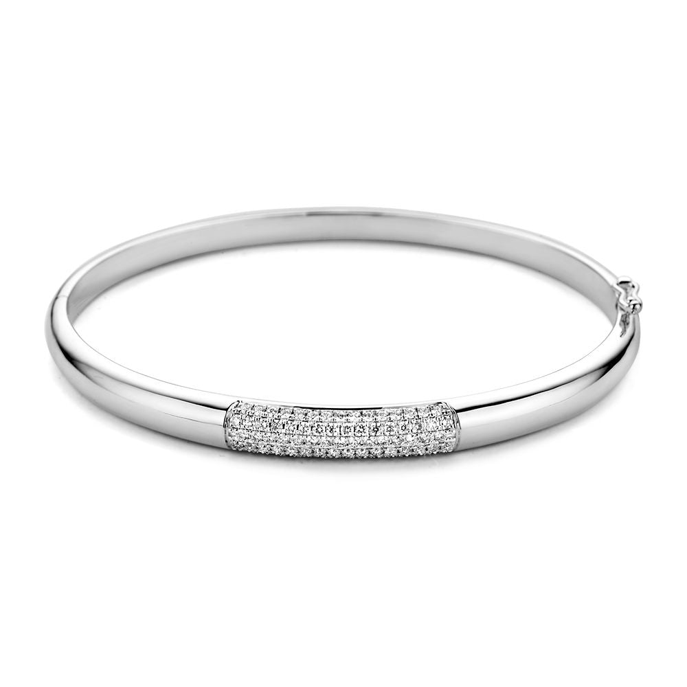 Armband aus Weißgold mit Diamanten, 0,72 ct, glänzende Oberfläche und mittiger Steinbesatz