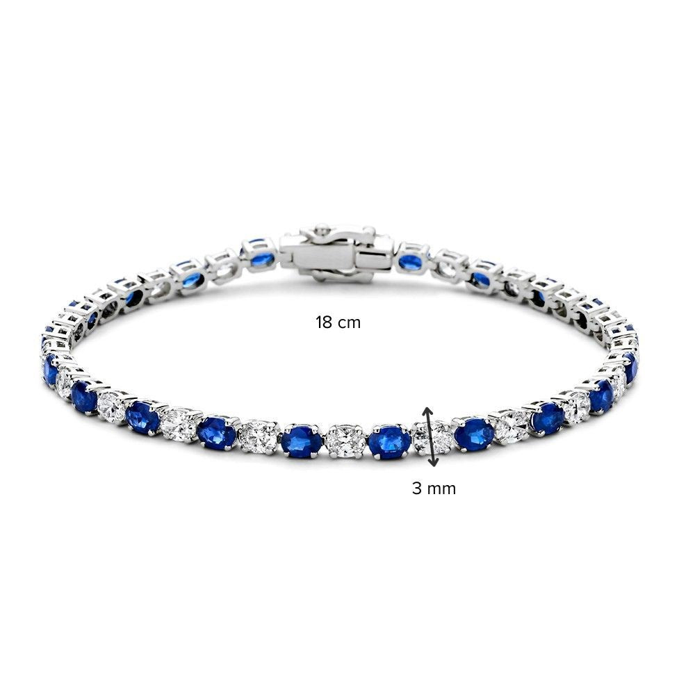Luxuriöses Armband aus Weißgold mit Diamanten und blauen Saphiren – 14 Karat, 3,05 Karat