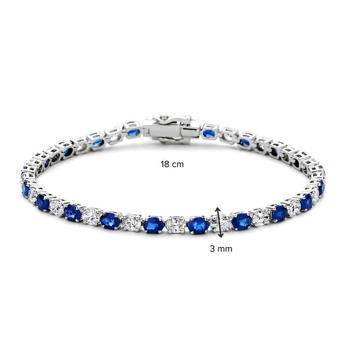 Luxe Witgouden Armband met Diamanten en Blauwe Saffieren – 14 Karaat, 3.05 crt