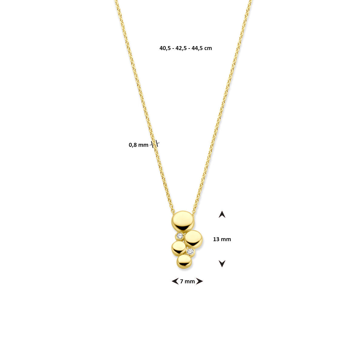 Halskette Diamant 0.02ct H SI 40,5 - 42,5 - 44,5 cm 14K Gelbgold
