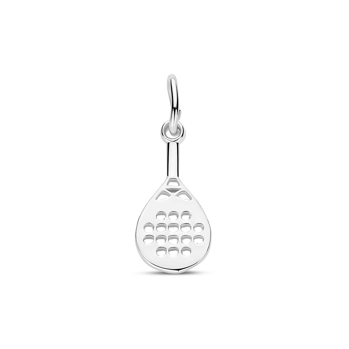 Hänger in Form eines Padelrackets aus 925 Silber mit feiner Detailgestaltung
