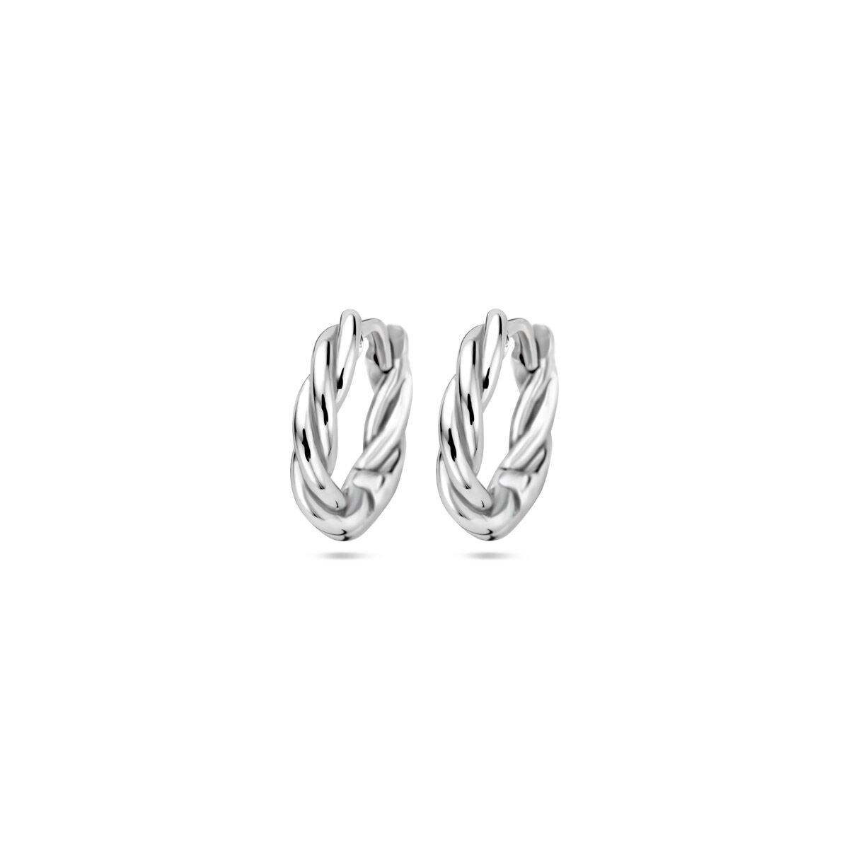 Klapp-Ohrringe aus rhodiniertem Silber mit einem Durchmesser von 2,5 mm in geschwungener Form