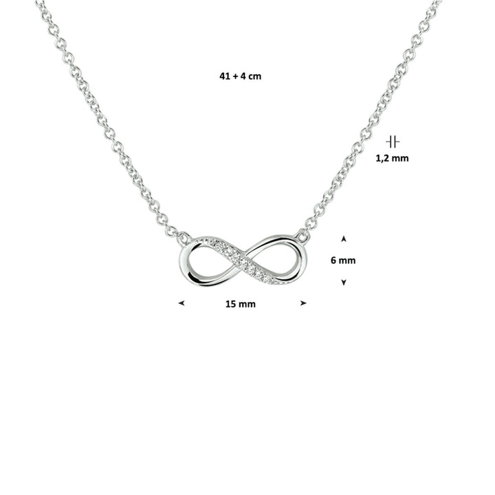 Halskette Infinity Zirkonia 41 + 4 cm Silber rhodiniert