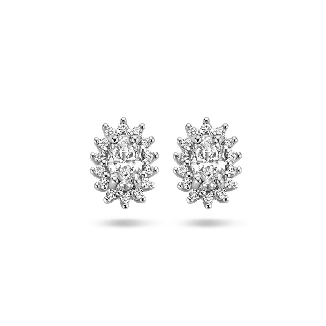 Ohrstecker Zirkonia Halo Silber rhodiniert