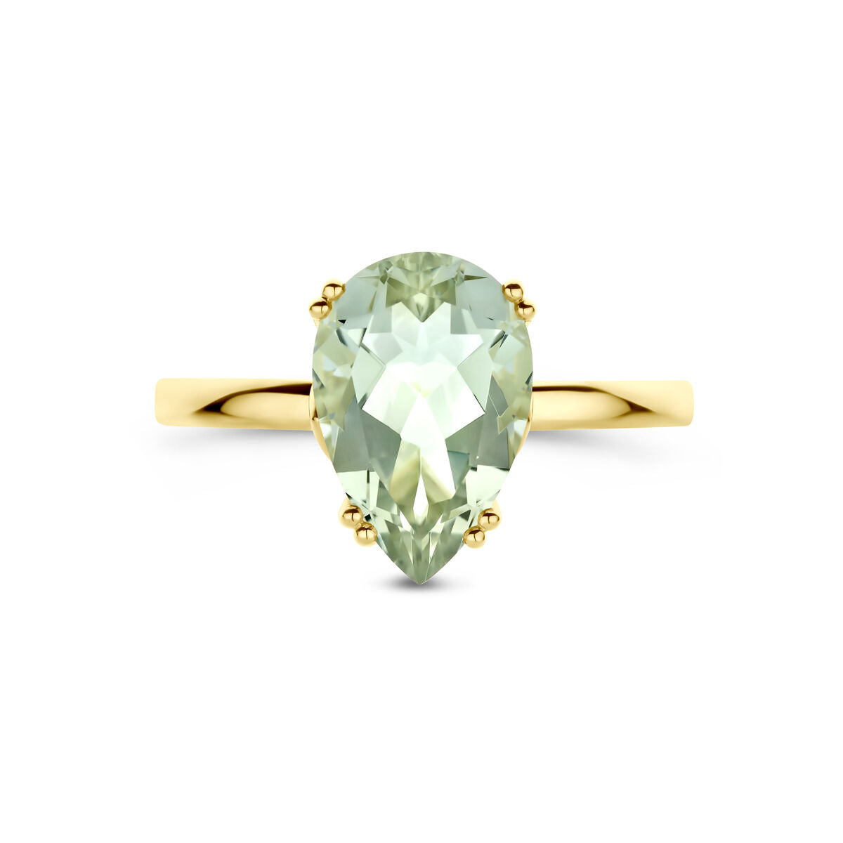 Ring grüner Amethyst 14K Gelbgold