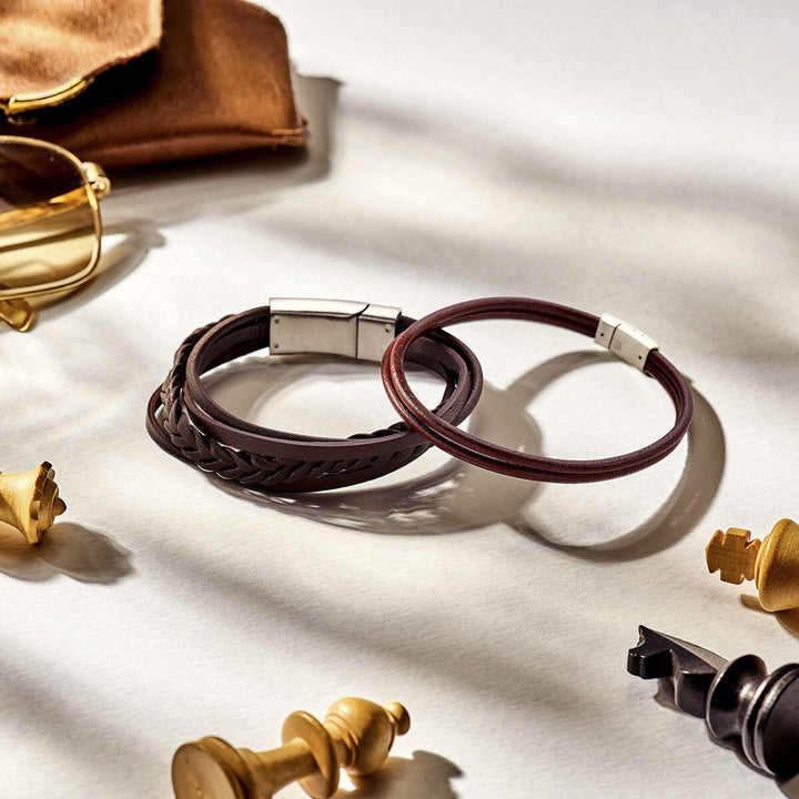 Armband Leder braun 12mm Edelstahl