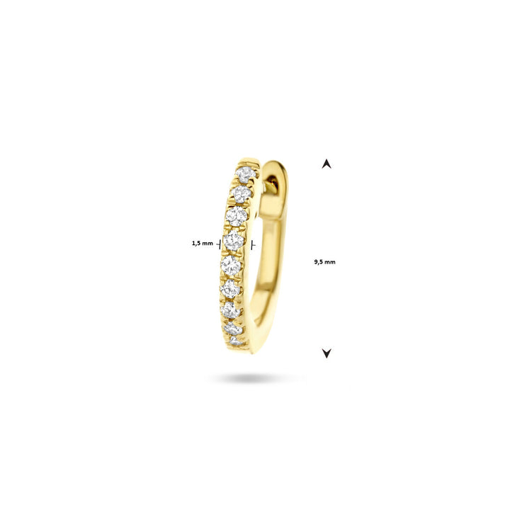 klapoorring diamant 0.03ct h si 9,5 mm per stuk 14K geelgoud