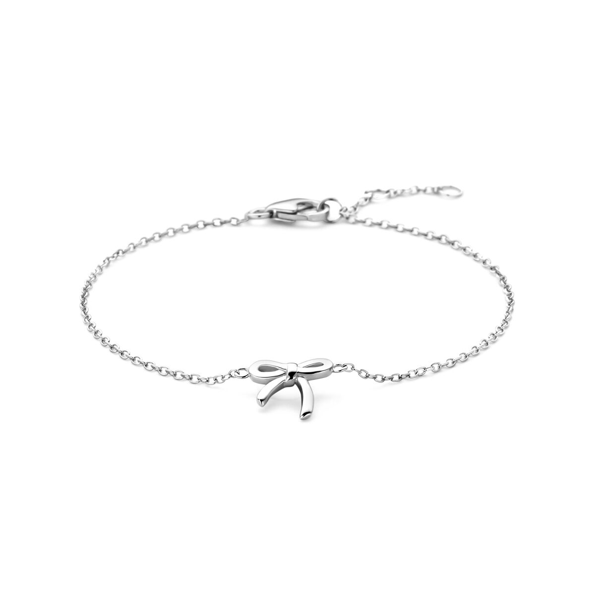 Armband mit Schleife aus rhodiniertem Silber, verstellbar von 16 bis 18 cm