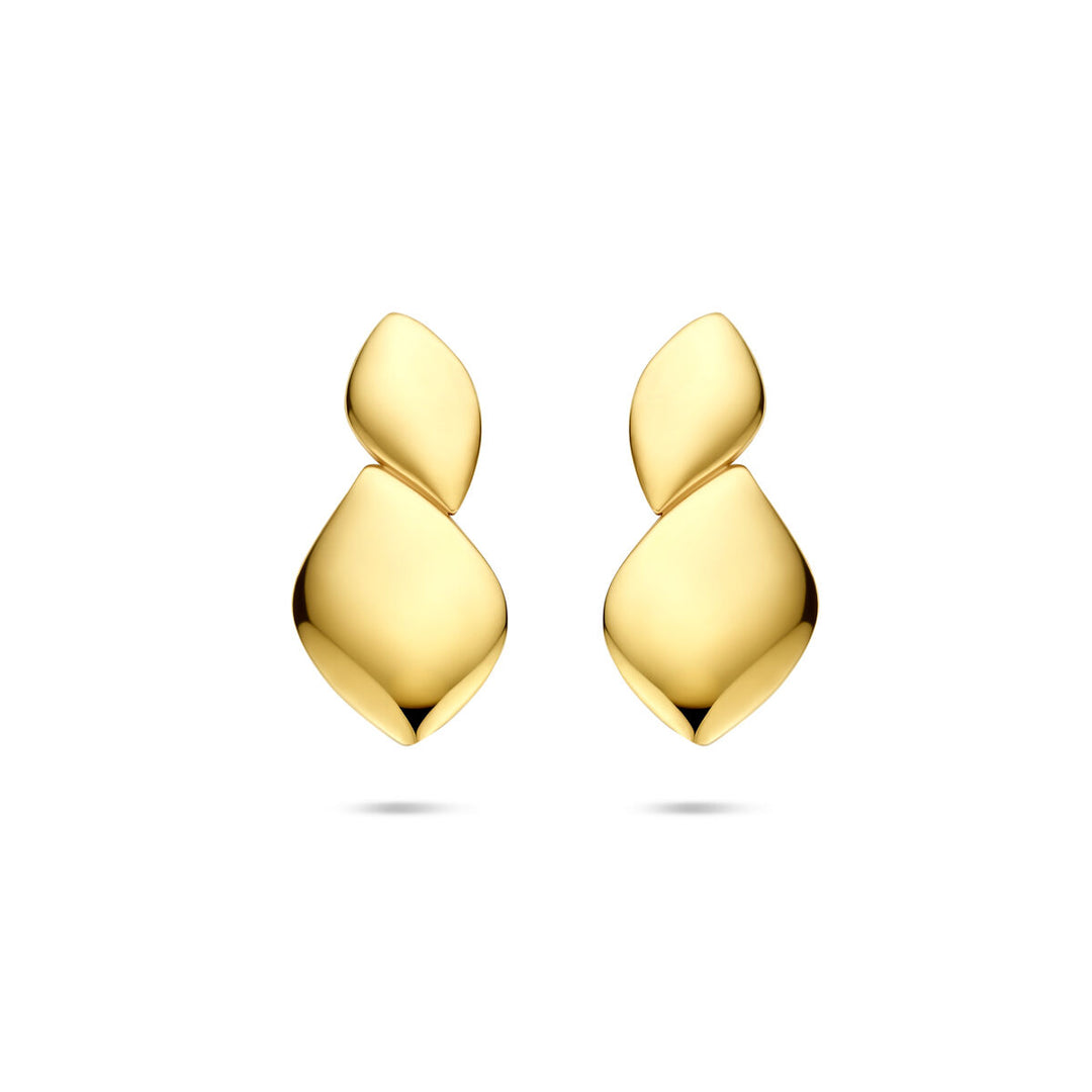 Gouden oorknoppen 14k langwerpig design