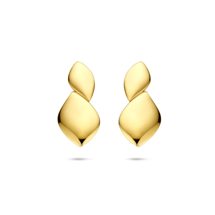 Gouden oorknoppen 14k langwerpig design