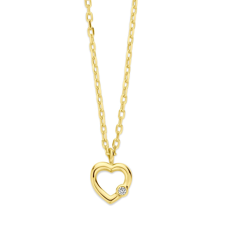 Gold Damenhalskette Herz und Diamant 14K