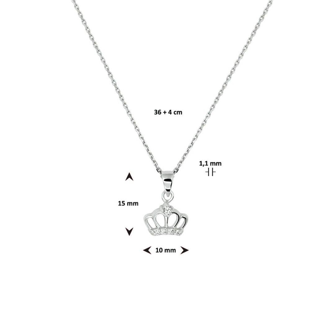 Halskette Krone Zirkonia 36 + 4 cm Silber rhodiniert